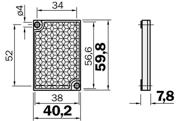 Sick 1012720 Reflector, size 40x60mm, PMMA, PVC, Typ PL40A Turkey