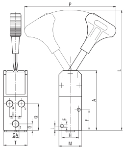 Waircom CAM4F Manually activated valve 5/2 bistable; G1/4 Turkey