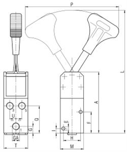 Waircom CAM4F Manually activated valve 5/2 bistable; G1/4