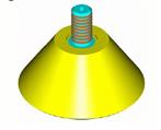 acla 370756 Flat suction cups with metal part „external thread“ in ACLATHAN 1800P, D 60mm x 435