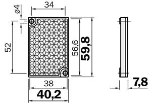 Sick 1012720 Reflector, size 40x60mm, PMMA, PVC, Typ PL40A